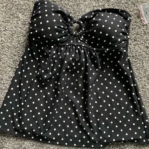DKNY Black and White Polka Dot One-Piece Tankini
